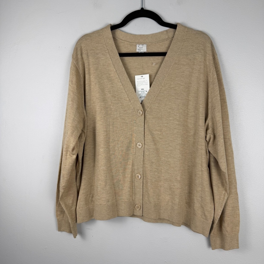 A New Day Cardigan Sweater Womens 2XL Camel Knit Long Sleeve Button-Front Casual - Picture 6 of 11